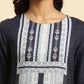 W for Woman Blue Geometric Printed Rayon Straight Kurta and Slim Pant Set