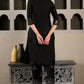 W for Woman Black Embellished Silk Kurta and Pants Co-ord Set with Keyhole Neck