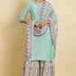 W for Woman Bright Blue Embroidered Kurta