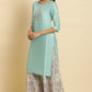 W for Woman Bright Blue Embroidered Kurta