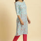 W for Woman Blue Floral Printed Light Festive Kurta