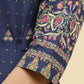 W for Woman Blue Printed Festive Kurta wirh Side Tie-up Design