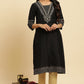 W for Woman Black Embellished Straight Festive Kurta