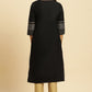 W for Woman Black Embellished Straight Festive Kurta