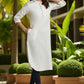 W for Woman White Thread Embroidrered Pure Cotton Straight Kurta