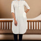 W for Woman White Thread Embroidrered Pure Cotton Straight Kurta