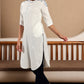 W for Woman White Thread Embroidrered Pure Cotton Straight Kurta