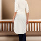 W for Woman White Thread Embroidrered Pure Cotton Straight Kurta