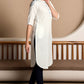 W for Woman White Thread Embroidrered Pure Cotton Straight Kurta