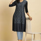 W for Woman Blue Suzani Motif Dobby Kurta