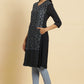 W for Woman Blue Rayon Flared Kurta and Slim Pant Set