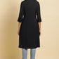 W for Woman Blue Suzani Motif Dobby Kurta