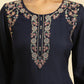 W for Woman Blue Chunky Thread Embroidered Straight Festive Kurta