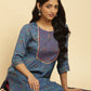 W for Woman Blue Embroidered Festive Kurta