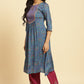 W for Woman Blue Embroidered Festive Kurta