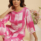 W for Woman Pink & White Abstract Print Kurta
