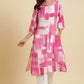 W for Woman Pink & White Abstract Print Kurta