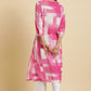 W for Woman Pink & White Abstract Print Kurta