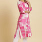 W for Woman Pink & White Abstract Print Kurta