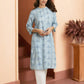 W for Woman Blue Geometric Printed Shirt Kurta