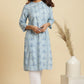 W for Woman Blue Geometric Printed Shirt Kurta