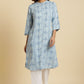 W for Woman Blue Geometric Printed Shirt Kurta