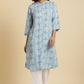 W for Woman Blue Geometric Printed Shirt Kurta