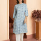 W for Woman Blue Geometric Printed Shirt Kurta