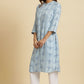 W for Woman Blue Geometric Printed Shirt Kurta