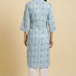 W for Woman Blue Geometric Printed Shirt Kurta