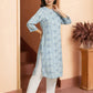 W for Woman Blue Geometric Printed Shirt Kurta