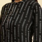 W for Woman Black Printed Mandarin Collar Straight Rayon Kurta