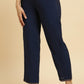W for Woman Blue Solid Pants With Metallic Sequin Hemline