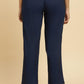W for Woman Blue Solid Pants With Metallic Sequin Hemline
