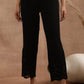 W for Woman Black Schiffli Straight Pants
