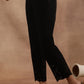 W for Woman Black Schiffli Straight Pants