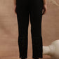 W for Woman Black Schiffli Straight Pants