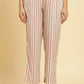 W for Woman Beige Straight Pants With Red Stripes