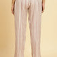 W for Woman Beige Straight Pants With Red Stripes