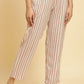 W for Woman Beige Straight Pants With Red Stripes