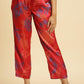 W for Woman Bright Red Floral Printed Satin Pants