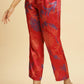 W for Woman Bright Red Floral Printed Satin Pants
