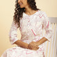 W for Woman White Floral Printed Kurta And Pants Co-Ord Set