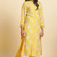 W for Woman Bright Yellow Floral Printed Kurta & Pants Set
