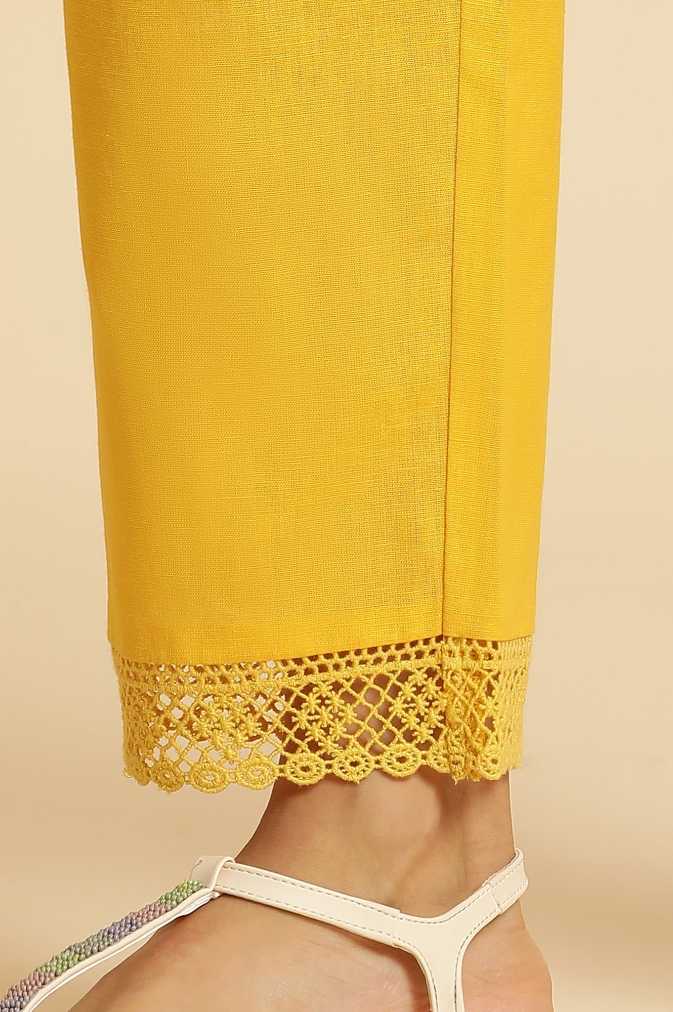 W for Woman Bright Yellow Floral Printed Kurta & Pants Set