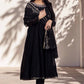 W for Woman Black Flared Metallic Embroidered Kurta, Pants And Dupatta Set