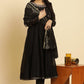 W for Woman Black Flared Metallic Embroidered Kurta, Pants And Dupatta Set