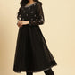W for Woman Black Flared Metallic Embroidered Kurta, Pants And Dupatta Set