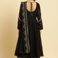 W for Woman Black Flared Metallic Embroidered Kurta, Pants And Dupatta Set
