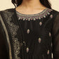 W for Woman Black Flared Metallic Embroidered Kurta, Pants And Dupatta Set